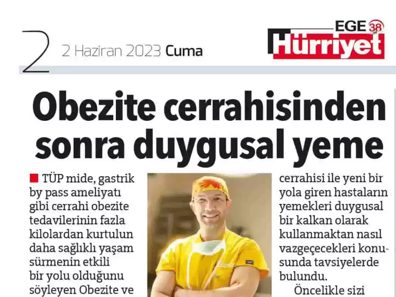 Tüp Mide Ameliyatı Sonrası - Basılı Medya